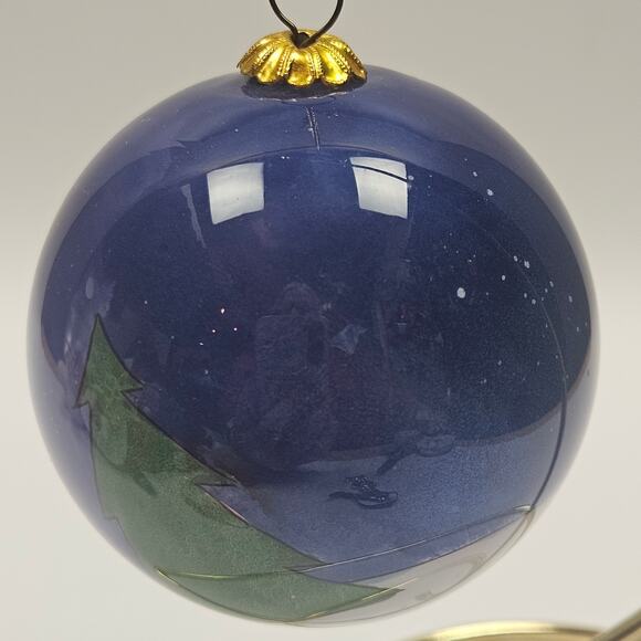 Vintage Christmas Santa with Sack in Snow at Night Reverse Hand Painted in Box - Picture 6 of 8